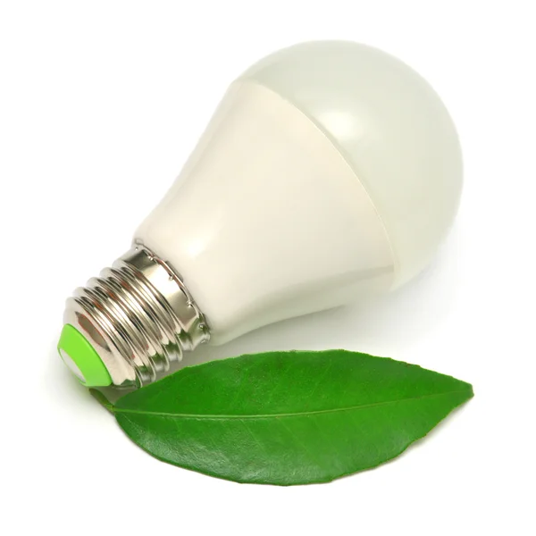 Светодиодные лампы и листьев — стоковое фото
